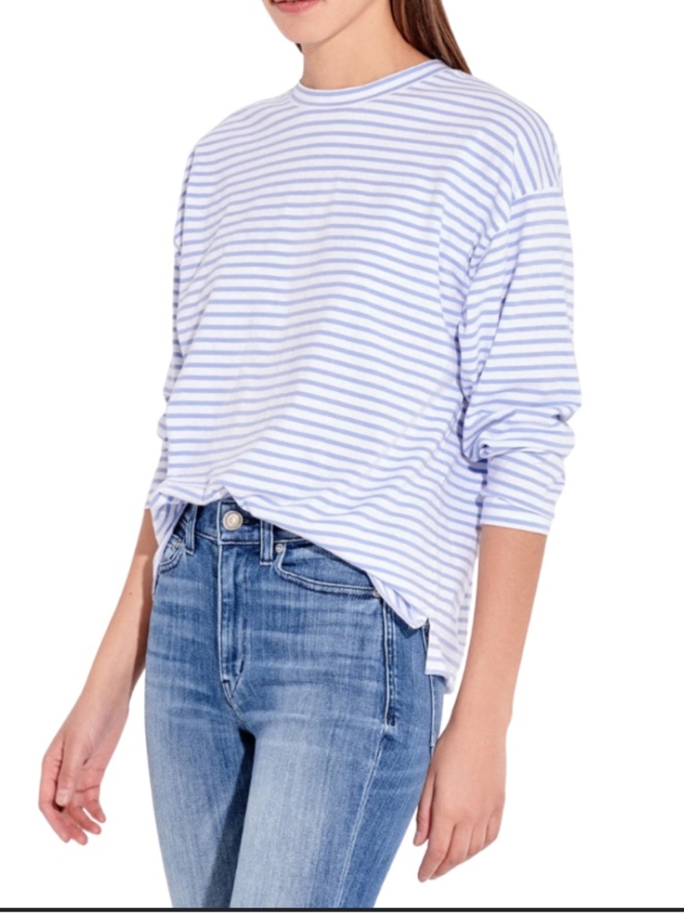 AYR French fry tee lavender stripe $88 casual long sleeve summer classy rare